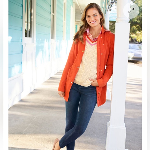 Talbots Pointelle Cream V-Neck Sweater with Pink Trim - Picture 2 of 11